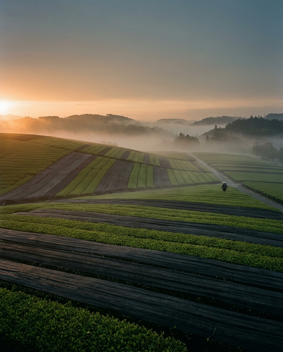 宇治茶畑の朝霧
