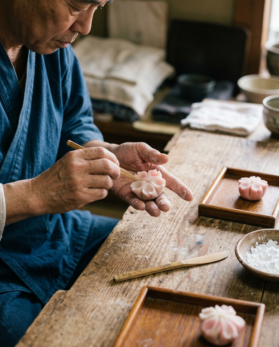 和菓子職人の手元